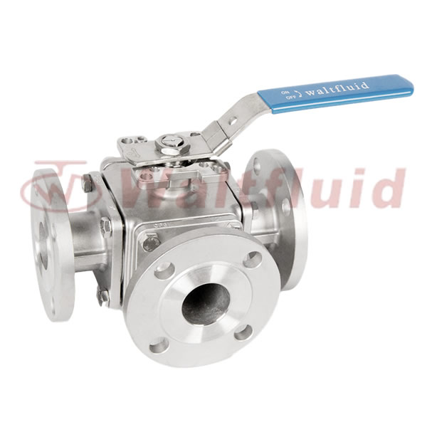 3-Way Stainless Steel Ball Valve Full Port,Flange  End 150Lb ISO5211-Direct Mount Pad