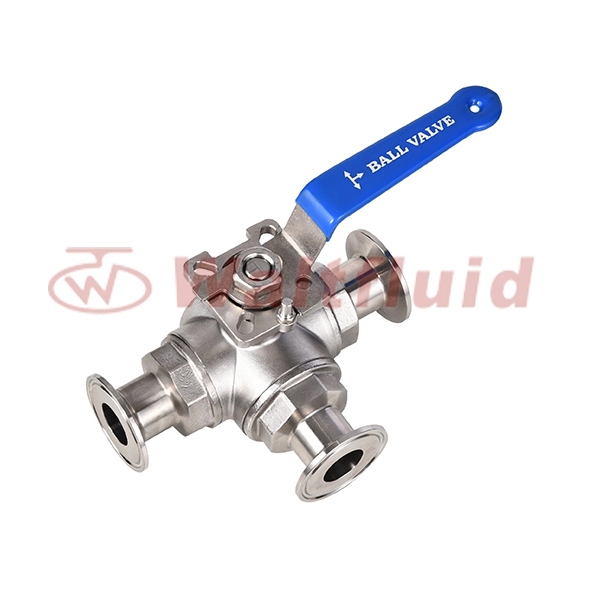 Sanitary Manual 3 Way T/L TC Clamp Ball Valve With Mounting Pad