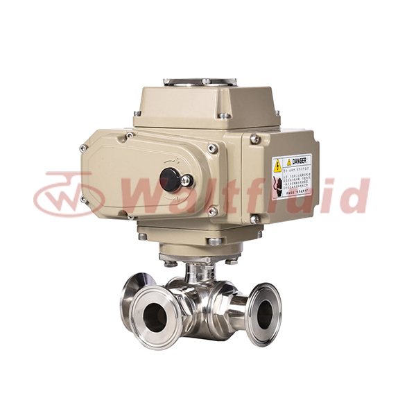 Sanitary Stainless Steel Encapsulated Electric Actuator Tri-Clamp 3-Way Ball Valve