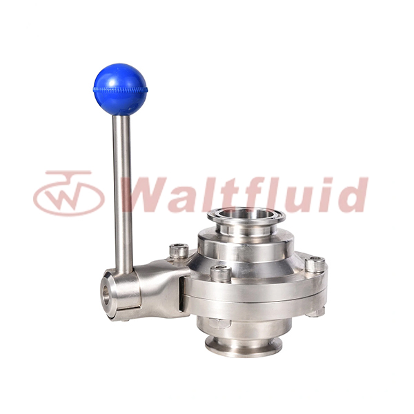 Sanitary Stainless Steel Hygienic Tri-clamp CIP Cleaning Butterfly Type Ball Valve